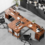 L Shaped Gaming Desk with Charging Station & 2 Monitor Stands, Computer Desk with Drawer & Adjustable Storage Shelves, Large Corner Desk for Home Office, 62 Inch Rust Wood