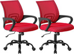 Office Desk Chair - Ergonomic Mid Back with Lumbar Support & Rocking Mode, Height Adjustable with Fixed Armrest, for Home, Computer, Gaming, Conference, Meeting Room, 360?? Swivel, Pink, 2 Pack