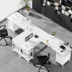 62 Inch L Shaped Gaming Desk with Charging Station & 2 Monitor Stands, Computer Desk with Drawer & Adjustable Storage Shelves, Large Corner Desk for Home Office, White