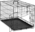 Dog Crate, 24 Inch Small Single Door Dog Cage with Plastic Leak-Proof Pan Tray, Folding Metal Wire Pet Kennel for Indoor, Outdoor, Travel