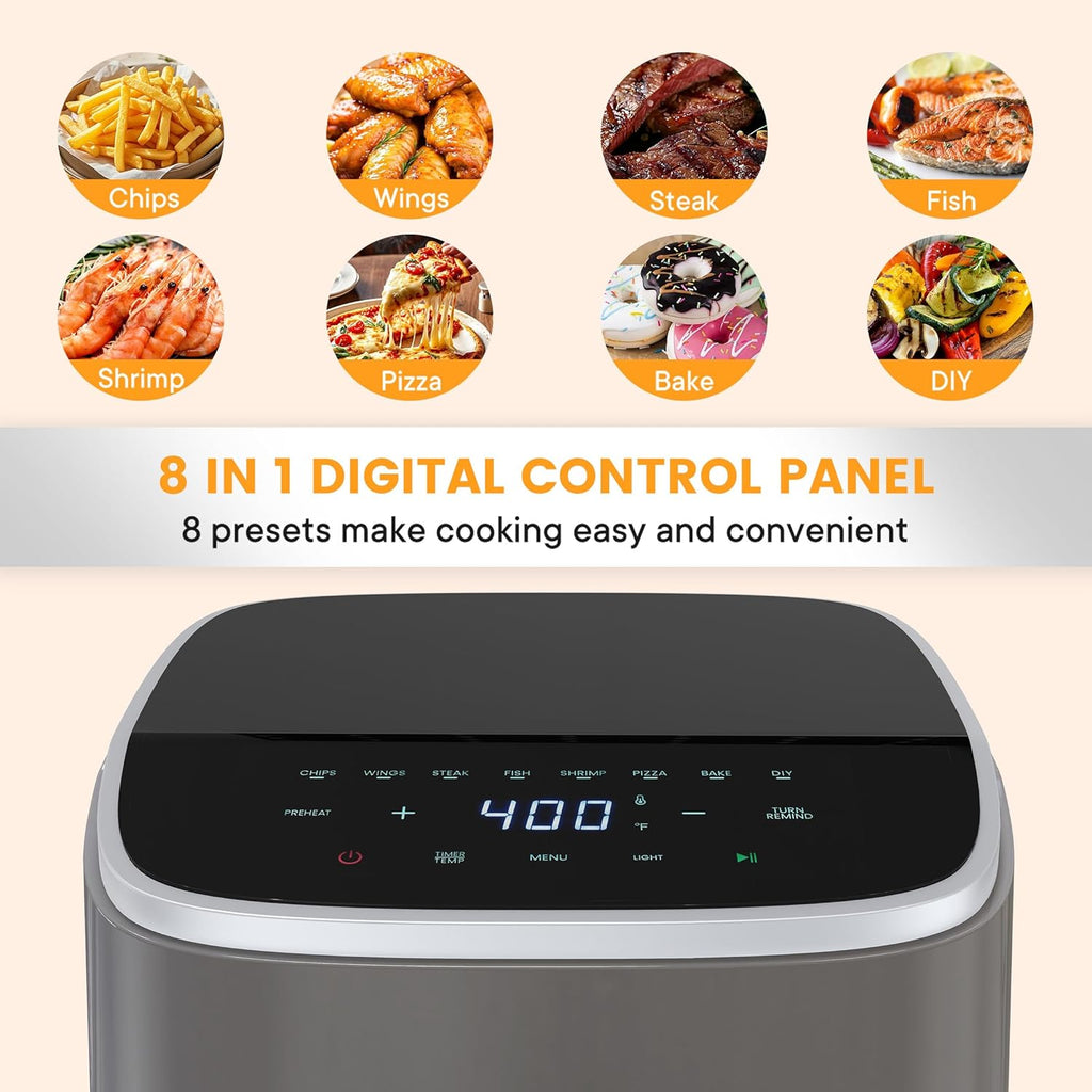 Air Fryer 4 Quart with Window, 1500W Digital Airfryer with 8 Presets, 60-Min Timer, Max 400??F, Auto Shut Off & Nonstick Dishwasher Safe Basket, Shake Reminder for Small Kitchen