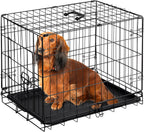 Dog Crate, 24 Inch Small Single Door Dog Cage with Plastic Leak-Proof Pan Tray, Folding Metal Wire Pet Kennel for Indoor, Outdoor, Travel