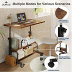 31.5 Manual Standing Desk, Height Adjustable Mobile Computer Desk with Lockable Wheels & 2-Tier Storage, Rolling Laptop Table for Small Spaces & Home Office, Rustic Brown