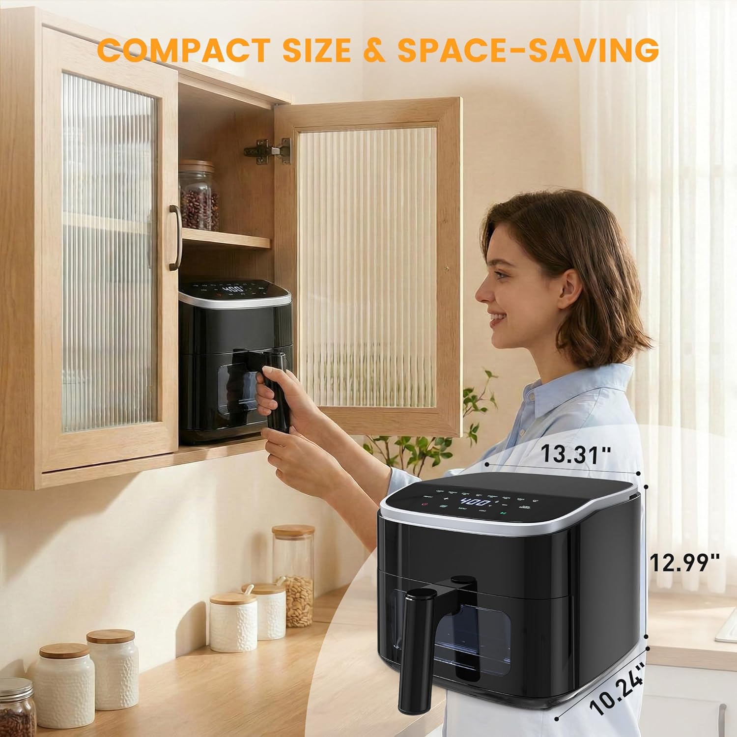 Air Fryer 4 Quart with Window, 1500W Digital Airfryer with 8 Presets, 60-Min Timer, Max 400??F, Auto Shut Off & Nonstick Dishwasher Safe Basket, Shake Reminder for Small Kitchen
