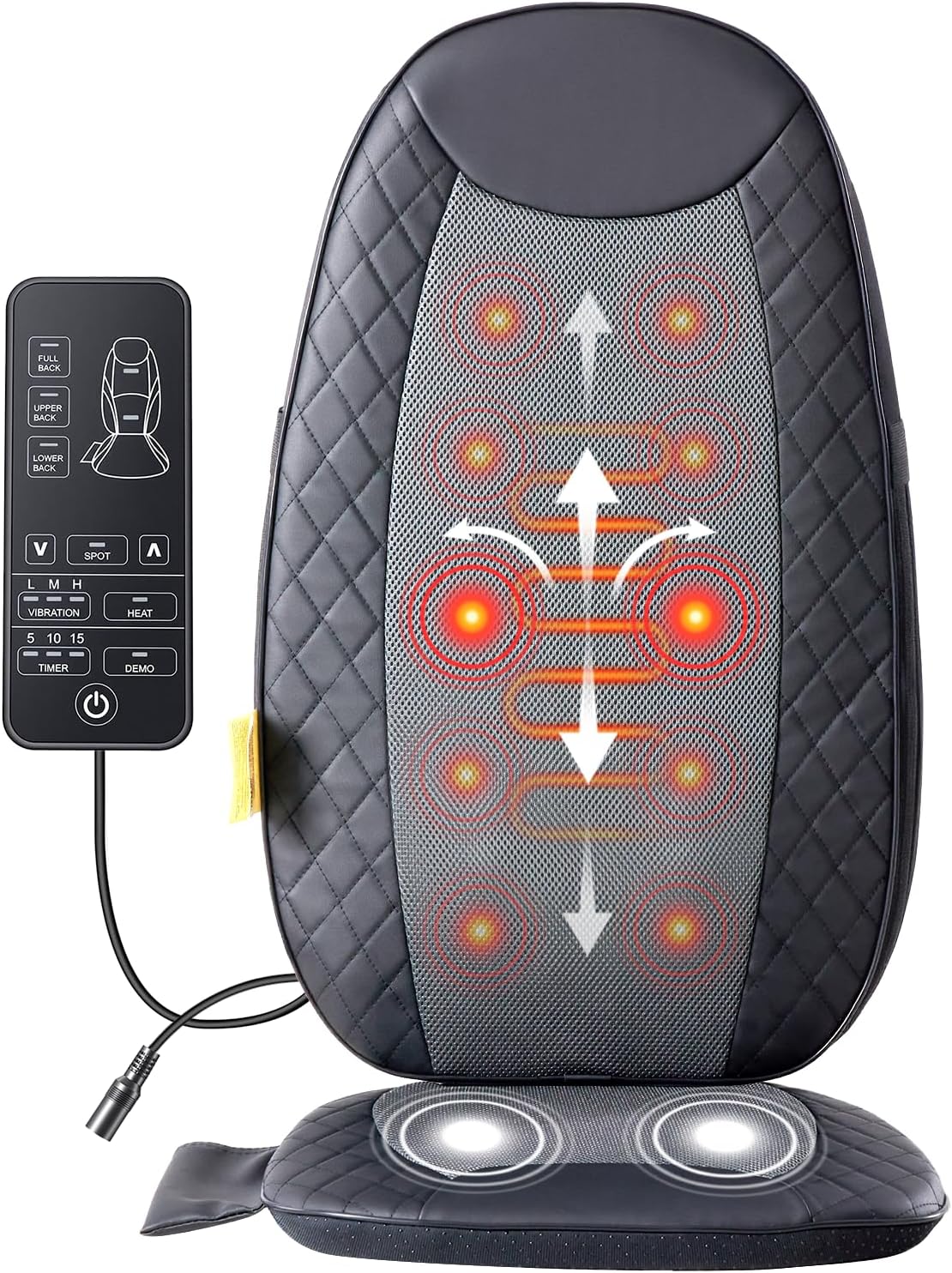 Massage Chair Pad with Heat, 4 Deep Kneading Nodes Chair Msaager Cushion, Shiatsu Back Massager for Deep Muscle Relaxation Home Office, Grey