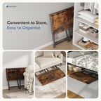 31.5 Inch Folding Desk, Foldable Computer Table for Small Spaces, Metal Frame Gaming Writing Work Station, Mini Home Office Surface, Rustic Brown