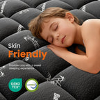 Ultra Soft Mattress Topper Queen Size - Viscose Made from Bamboo Pillow Top Mattress Pad for Breathable Cooling & Back Pain Relief, Deep Pocket Comfort Bed Topper, Black