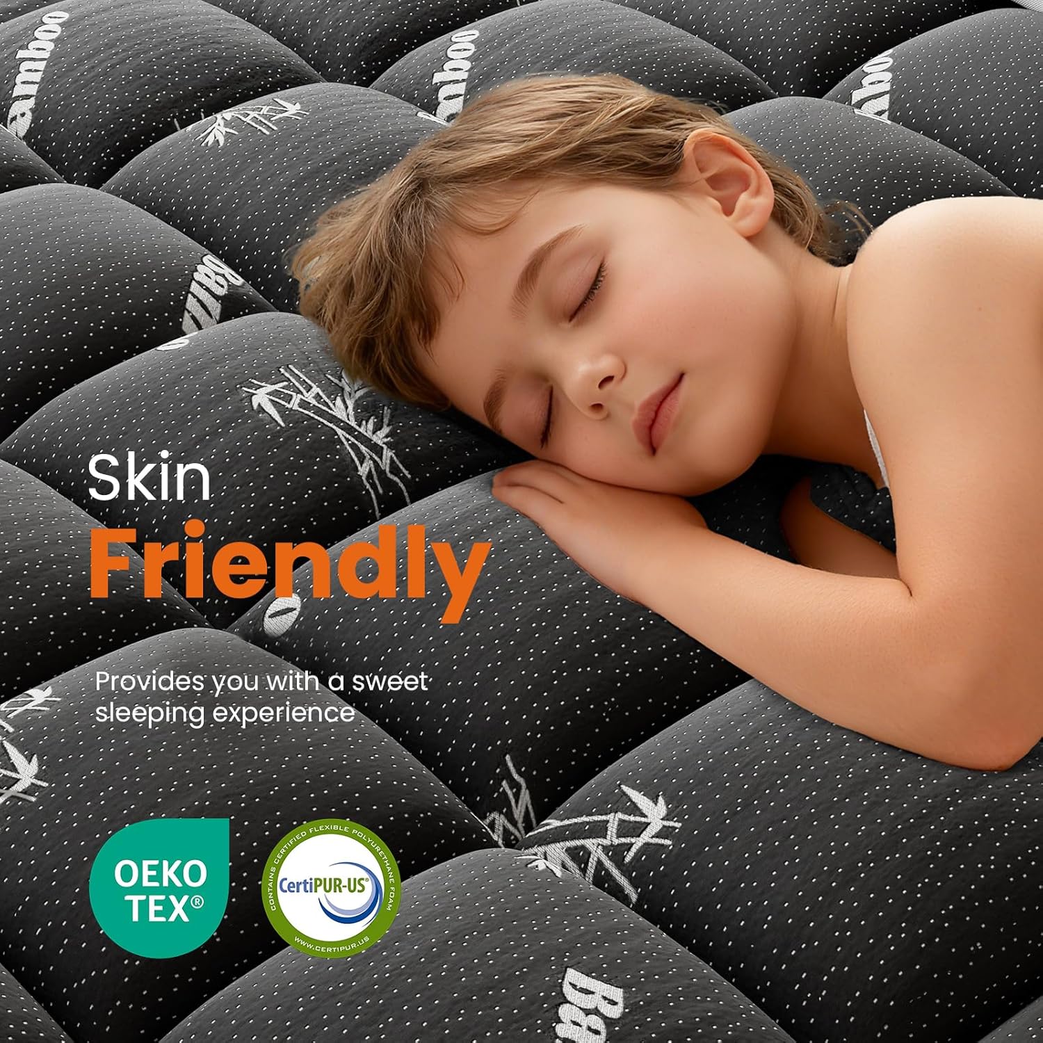 Ultra Soft Mattress Topper Twin XL Size - Viscose Made from Bamboo Pillow Top Mattress Pad for Breathable Cooling & Back Pain Relief, Deep Pocket Comfort Bed Topper, Black