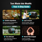 Compost Bin Outdoor 43 Gallon, Dual Chamber Composter Tumbler Outdoor with Gloves, Efficient 360??Rotating Composting Bin for Patio, Lawn, Home Gardening and Landscape, Pure Black