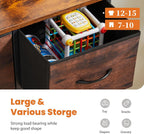 Dresser for Bedroom with 9 Storage Drawers, Large Fabric Storage Tower Organizer, Chest of Drawers with Metal Frame Wooden Top for Closet, Living Room, Entryway, Brown