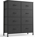 8 Drawer Storage Dresser with Wood Top - Wide Fabric Chest Organizer for Bedroom, Closet, Living Room,Tower Cabinet, TV Stand, Hallway Entryway Furniture,Grey