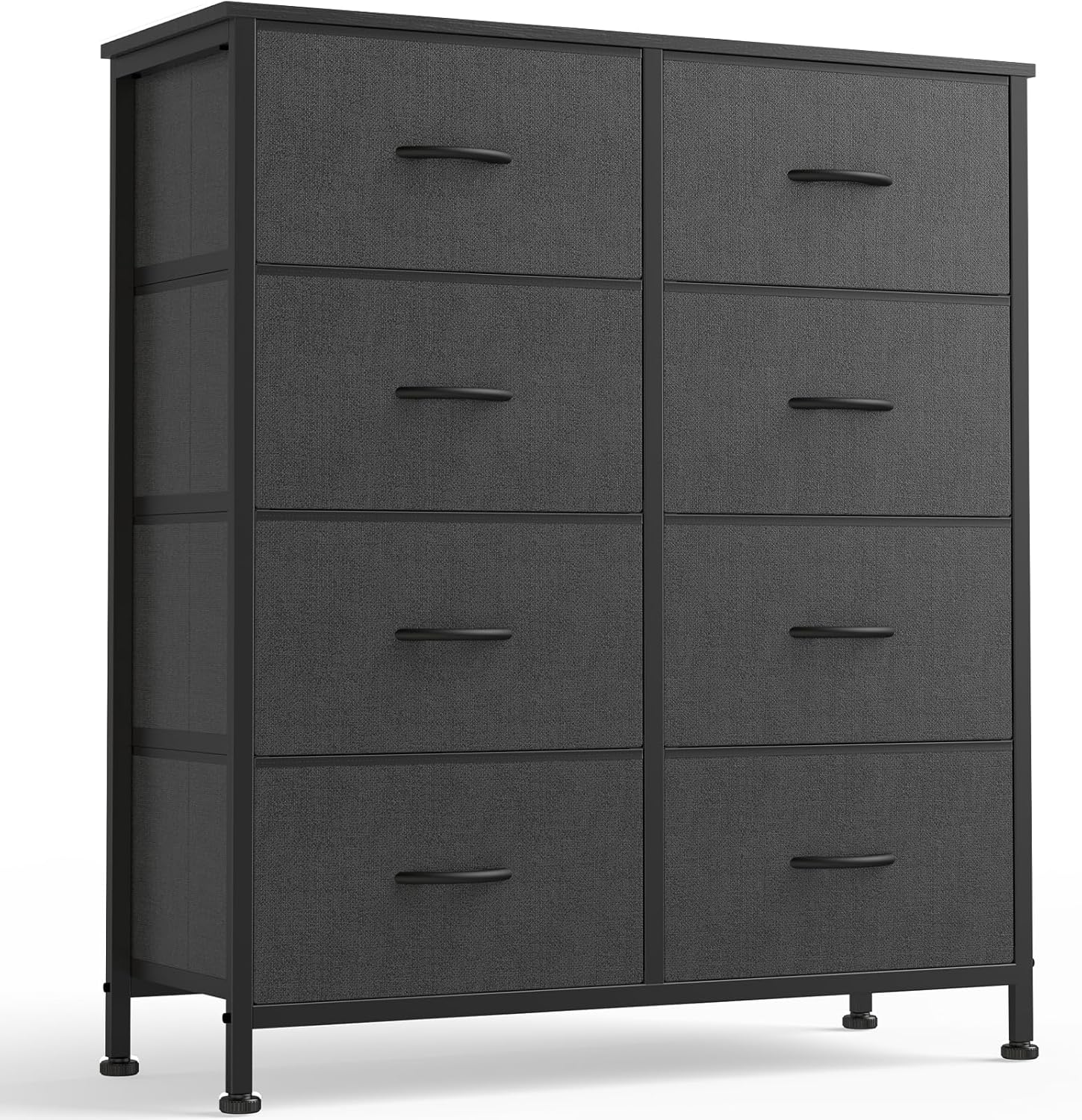 8 Drawer Storage Dresser with Wood Top - Wide Fabric Chest Organizer for Bedroom, Closet, Living Room,Tower Cabinet, TV Stand, Hallway Entryway Furniture,Grey