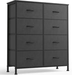 9 Drawer Storage Dresser with Wood Top - Wide Fabric Chest Organizer for Bedroom, Closet, Living Room,Tower Cabinet, TV Stand, Hallway Entryway Furniture,Bright White