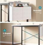 Computer Desk 55 Inch Home Office Desks for Small Spaces, Gaming Writing Study Work Table with Storage Bag and Headphone Hook for Bedroom, White
