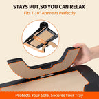 Couch Arm Tray, 3 in 1 Clip on Sofa Arm Tray with 360?? Rotating Phone Holder, Foldable Couch Armrest Table for Drinks & Snacks, Black