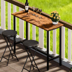 44 inch Bar Table, Counter Bar Height Pub Table, Rectangular High Top Coffee Table, Narrow Long Kitchen & Dining Counter Tables with Sturdy Metal Frame, Rustic Brown