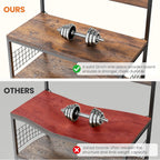 Kitchen Bakers Rack with Power Outlet, Coffee Bar Table 4 Tiers, Microwave Oven Stand Station, Adjustable Storage Shelf Freestanding Appliance Organizer - 23.6 Inch, Rustic Brown