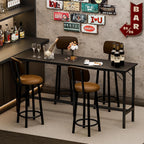 71 inch Bar Table, Counter Bar Height Pub Table, Rectangular High Top Coffee Table, Narrow Long Kitchen & Dining Tables with Triangular Reinforced Structures and Centre Column Support, Black