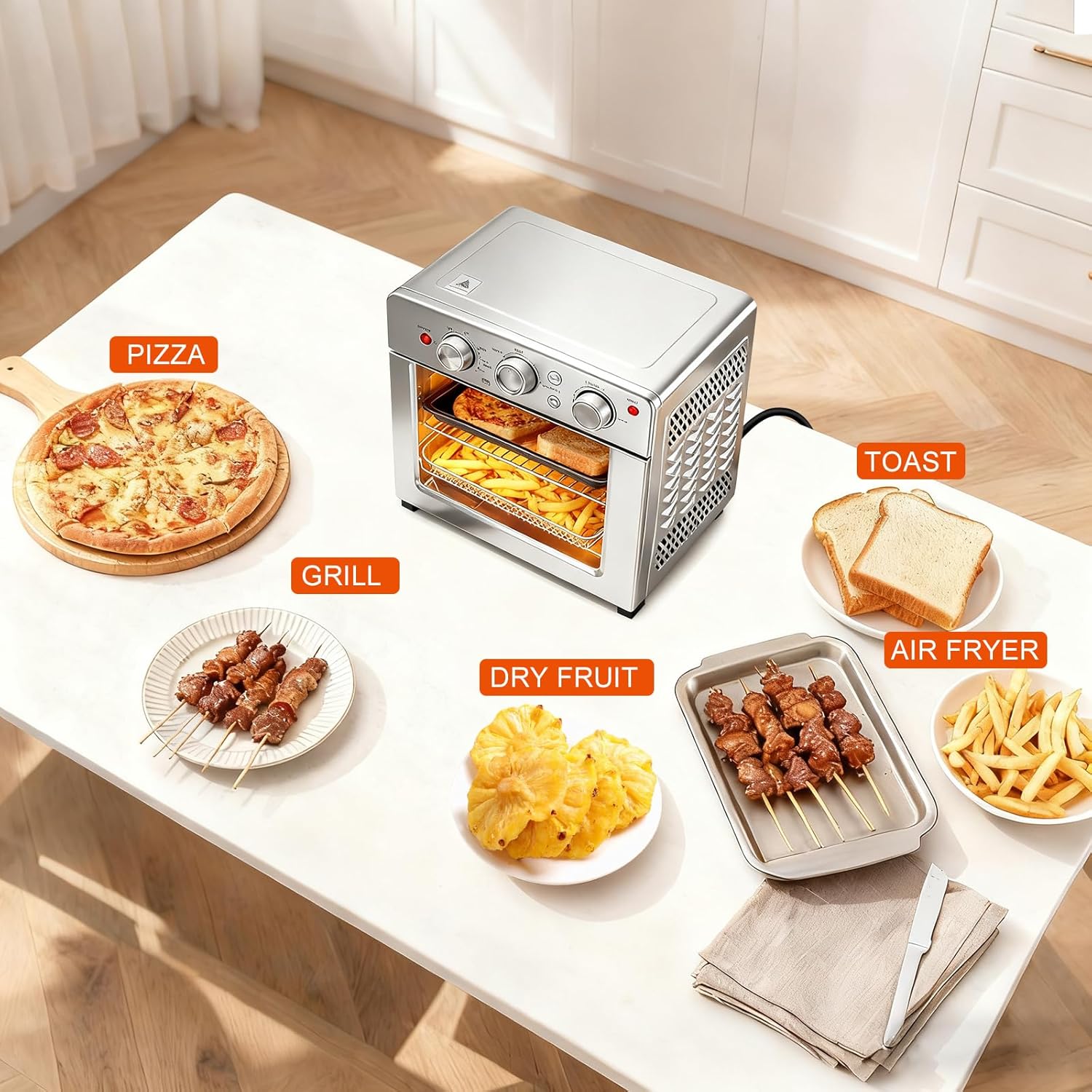 Air Fryer Toaster Oven Combo, 16.9QT Oven Countertop 5 Functions in 1, 4 Accessories Included, Stainless, Up to 450??F