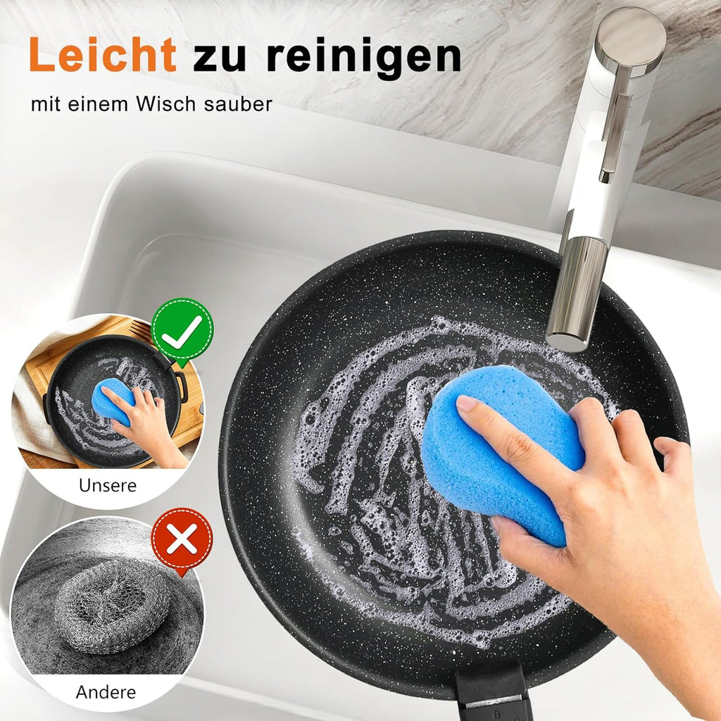 12 Pcs Pots and Pans Set, Nonstick Kitchen Cookware Set, Induction Cooking Sets Detachable Handle, Black