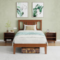 Twin Size Wood Bed Frame with Headboard, Solid Natural Wooden Platform Bed Base, Heavy Duty Slat Support Mattress Foundation, No Box Spring Needed, Low-Profile Design