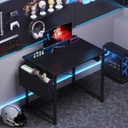 Computer Desk 31 Inch Home Office Desks for Small Spaces, Gaming Writing Study Work Table with Storage Bag and Headphone Hook for Bedroom, Black
