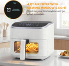 Air Fryer 4 Quart with Window, 1500W Digital Airfryer with 8 Presets, 60-Min Timer, Max 400??F, Auto Shut Off & Nonstick Dishwasher Safe Basket, Shake Reminder for Small Kitchen