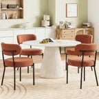 Dining Chairs Set of 2, Mid Century Modern Chair Round Upholstered Curved Backrest, Kitchen Vanity Living Room Chairs with Black Metal Legs??Ivory White