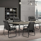 Waiting Room Guest Chair Set of 4, Stationary Office Reception Chairs No Wheel, Comfy Padded Arms and Seld Base, for Conference Room Lobby Home Computer Desk Bedroom Elderly, Deep Black