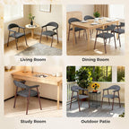 Dining Chairs Set of 2, Linen Fabric Upholstered Kitchen Side Chairs with Curved Backrest & Metal Legs, Modern Farmhouse Accent Chairs for Dining Room Kitchen Living Room Cafe, Gray