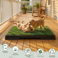 Dog Grass Pad with Tray, 25 x 20 Grass Pad for Dogs Potty, Reusable Artificial Grass Pee Pad for Indoor & Outdoor Use, Easy Clean with Drainage Holes, for Puppy Potty Training