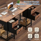 Computer Desk 47 Inch with 4 Drawers Home Office Table with Mesh Shelf for Work Study Writing Gaming Storage Furniture for Bedroom, Rustic Brown