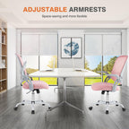 Home Office Managerial Executive Chair, Ergonomic Mesh Adjustable Swivel Mid-Back Chair with, Flip-up Arms, Comfortable Lumbar Support, Comfy Arms for Bedroom,Study,Student