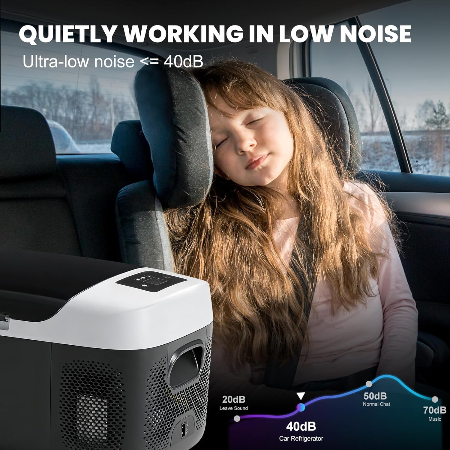 Portable Car Refrigerator, 17QT Single-Zone Electric Cooler for Vehicles, -4?H-68?H Freezer Smart Control via Bluetooth with Car Battery Protection, Child Lock, 12/24V DC & 100-240V AC Powered
