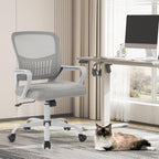 Home Office Managerial Executive Chair, Ergonomic Mesh Adjustable Swivel Mid-Back Computer Desk Chair with Comfortable Lumbar Support, Comfy Arms for Bedroom,Study