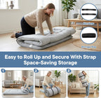 Japanese Floor Mattress Full Size, Futon Mattress Foldable with Removable Washable Cover, Portable Roll Up Tatami Mat for Guest Room, Studio Apartment, Camping and Adult, Gray