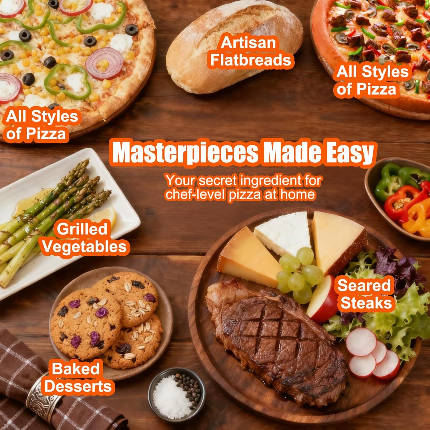 Pizza Oven Indoor, 1600W Electric Pizza Oven Fast Heating, 4 Modes Pizza Maker for 12 Inches, with Pizza Stone & Spatula, Upper-Bottom Independent Heating Temperature Control