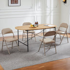 Folding Chair 4 Pack, Leather Padded Foldable Chairs, Sturdy Metal Portable Chairs, Easy to Use and Store, Outdoor and Indoor, for Home, Office, Party, Garden, Kahki