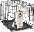 Dog Crate, 30 Inch Medium Single Door Dog Cage with Plastic Leak-Proof Pan Tray, Folding Metal Wire Pet Kennel for Indoor, Outdoor, Travel
