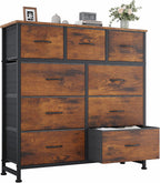8 Drawer Storage Dresser with Wood Top - Wide Fabric Chest Organizer for Bedroom, Closet, Living Room,Tower Cabinet, TV Stand, Hallway Entryway Furniture,Grey