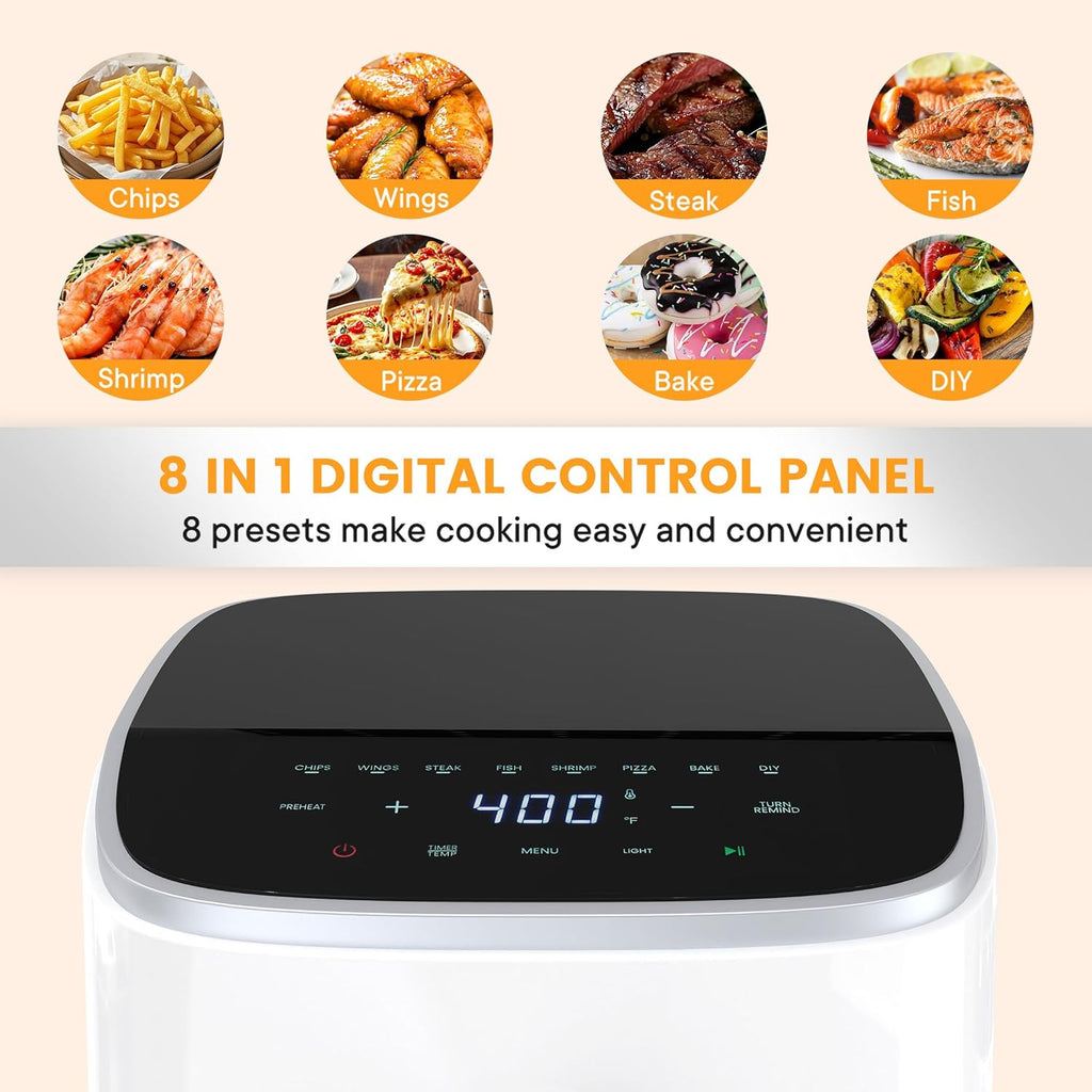 Air Fryer 4 Quart with Window, 1500W Digital Airfryer with 8 Presets, 60-Min Timer, Max 400??F, Auto Shut Off & Nonstick Dishwasher Safe Basket, Shake Reminder for Small Kitchen