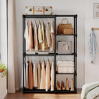 Portable Wardrobe Closet with Hanging Rods, 49 Inch Portable Clothing Rack with Shelves, Heavy Duty Clothes Rack, Freestanding Closet Organizer, 49 L x 15.7 W x 71.65 H