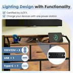 TV Stand Dresser with 8 Fabric Drawers, 8-Drawer Chest of Drawers with APP Control LED Lights and Type-C Charging Station, Fabric Storage Tower TV Stand for Living Room, Brown