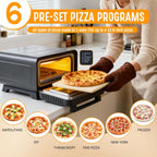 Pizza Oven Indoor, 1600W Electric Pizza Oven Fast Heating, 6 Presets Pizza Maker for 12 Inches, with Pizza Stone & Spatula, Upper-Bottom Independent Heating Temperature Control