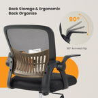 Home Office Managerial Executive Chair, Flip Up Armrest Ergonomic Mesh Adjustable Swivel Mid-Back Computer Desk Chair with Comfortable Lumbar Support, Comfy Arms for Bedroom,Study