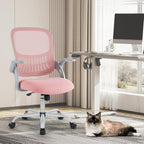 Home Office Managerial Executive Chair, Ergonomic Mesh Adjustable Swivel Mid-Back Chair with, Flip-up Arms, Comfortable Lumbar Support, Comfy Arms for Bedroom,Study,Student