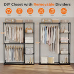 Portable Wardrobe Closet with Hanging Rods, 49 Inch Portable Clothing Rack with Shelves, Heavy Duty Clothes Rack, Freestanding Closet Organizer, 49 L x 15.7 W x 71.65 H