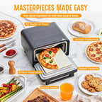 Pizza Oven Indoor, 1600W Electric Pizza Oven Fast Heating, 6 Presets Pizza Maker for 12 Inches, with Pizza Stone & Spatula, Upper-Bottom Independent Heating Temperature Control