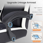 Computer Gaming Chair - Ergonomic Desk Chair with Footrest and Lumbar Support, High Back Height Adjustable Task Chair with Linkage Armrests and Headrest, 360?? Swivel Wheels, Black