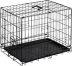 Dog Crate, 30 Inch Medium Single Door Dog Cage with Plastic Leak-Proof Pan Tray, Folding Metal Wire Pet Kennel for Indoor, Outdoor, Travel